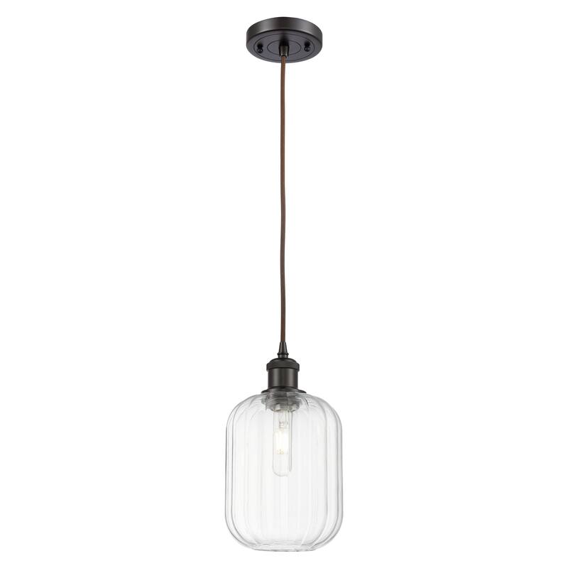 Innovations Lighting Endless Possibilities Ballston - Preston - 1 Light 7" Jar Shade Cord Hung Mini Pendant - Clear/Oil Rubbed Bronze