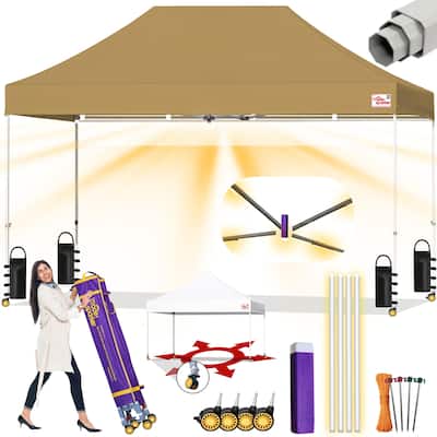 Tradesparker 8x12 Pop Up Canopy Tent LED Curtain 4 Casters Weight Kit - 8x12ft