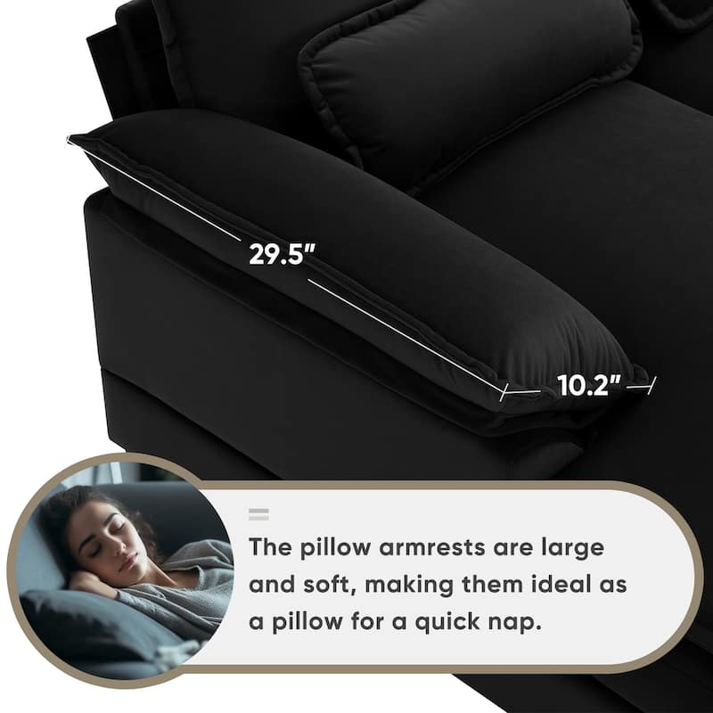 123*55" Modern U-shaped Sofa with Console,Cupholders and USB Ports, Upholstered ,Sleeper Couch Set with Chaise