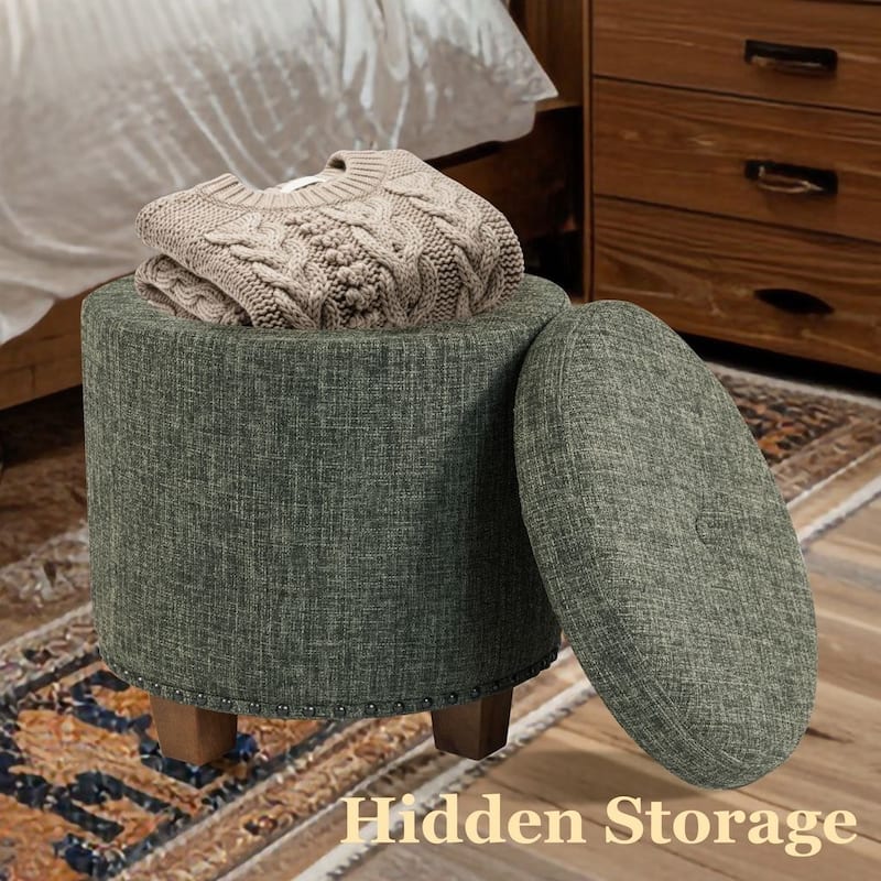 HomePop Storage Ottoman with Nailheads