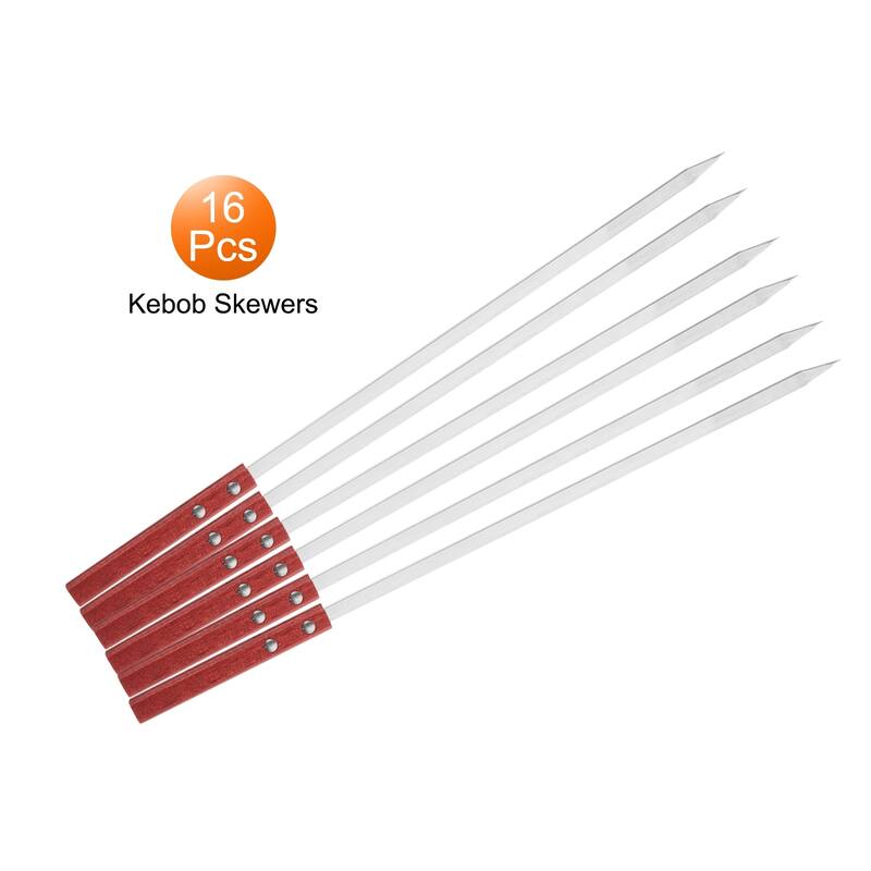 16pcs Kebob Skewers 50cmx10mmx2mm Flat Sticks with Wood Handle - 150cmx10mmx2mm
