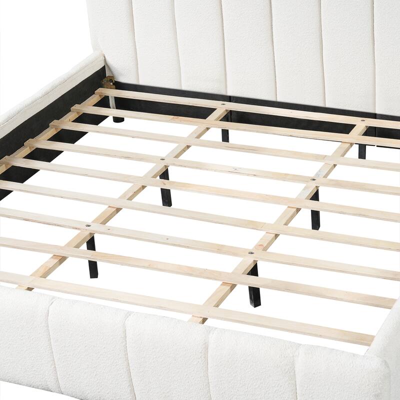 Christopher Knight Home - Modern Boucle Upholstered Platform Bed with Vertical Tufted Headboard