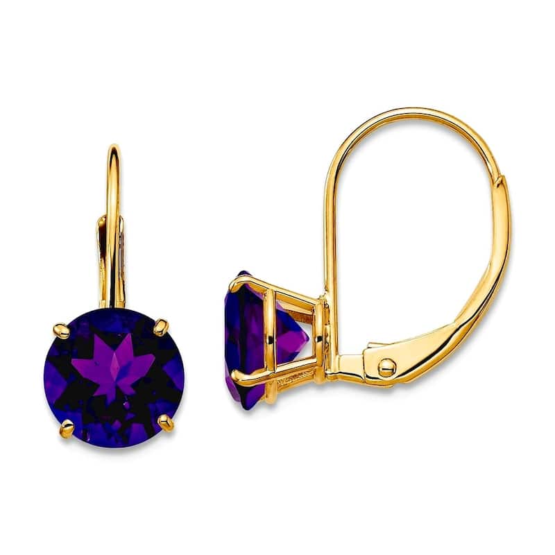 Curata 14k Yellow Gold 7mm Round Genuine Gemstone Lever-back Earrings - 18x7mm