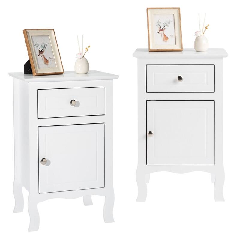 2pcs MDF Nightstand with One Drawer