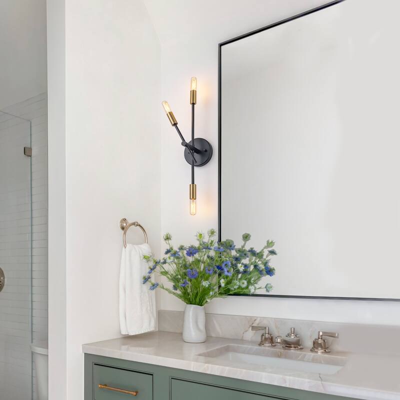 3-Light Minimalist Industrial Matte Black Metal Wall Sconce Modern