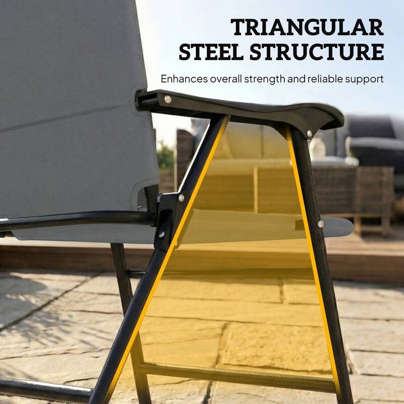 Outsunny Folding Patio Chairs Set of 2, Padded High Back Folding Lawn Chairs with Armrests, 600D Oxford Fabric