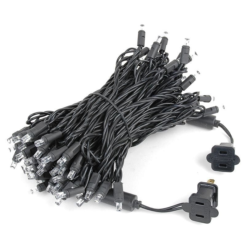 100 Light LED Christmas Mini Light Set, Patio Light, Warm White, Black Wire, 50’