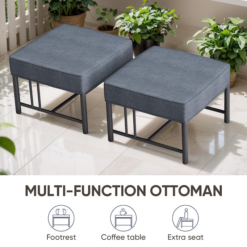 Puffin 3-Seat Outdoor Sofa with Metal Frame and 10-Inch Thick Cushions and ottomans