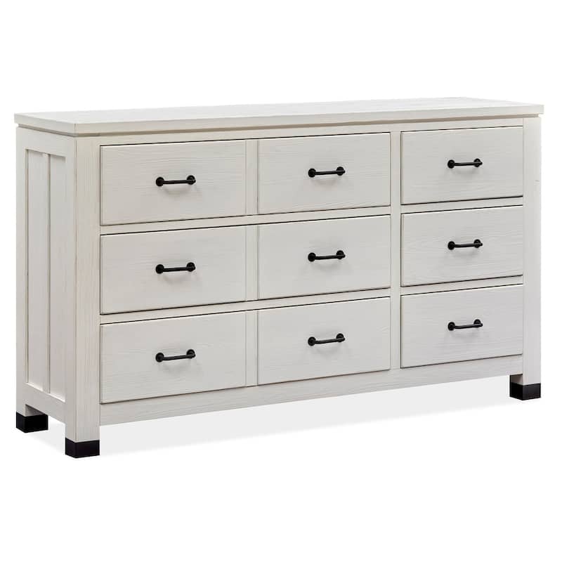 Magnussen Home Harper Springs Silo White Drawer Dresser with Landscape Mirror