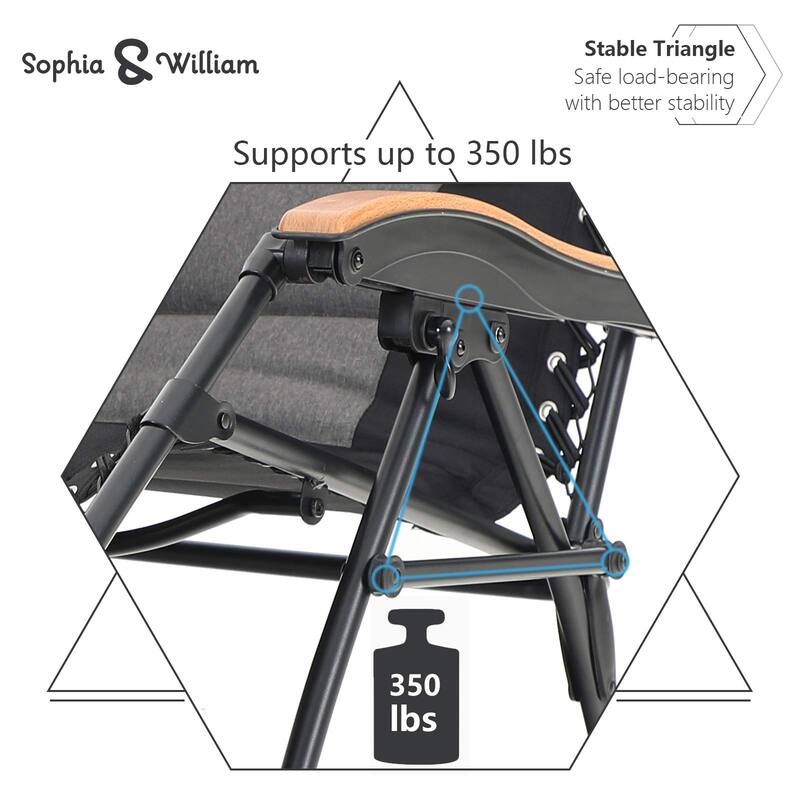 Padded Zero Gravity Chair 2 Pack Oversize Lounge Chair with Free Cup Holder