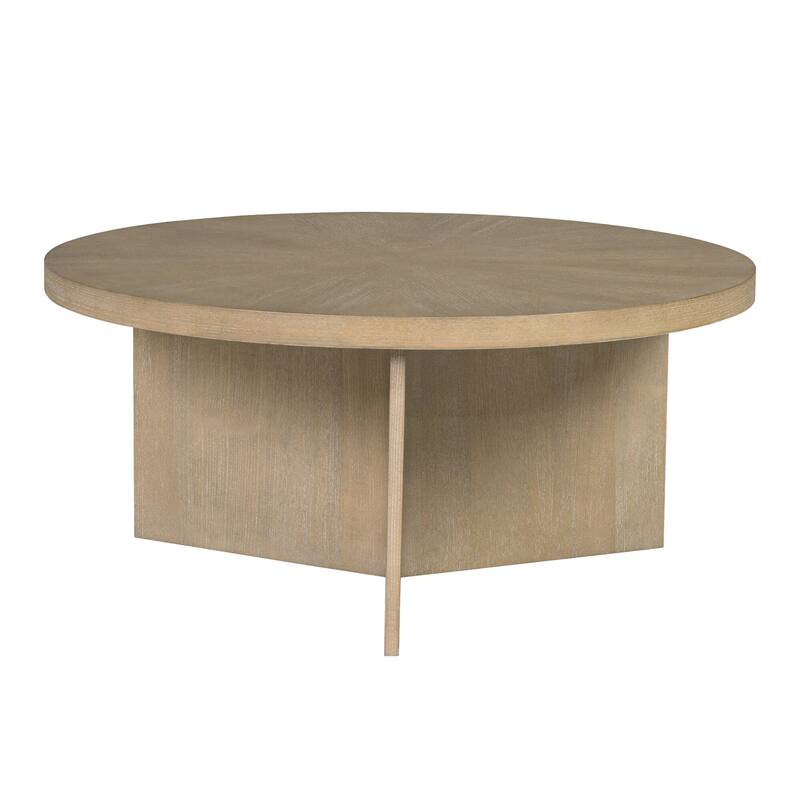 Roomfitters Sadie 36-Inch Round Coffee Table, Starburst Wood Veneer Pattern