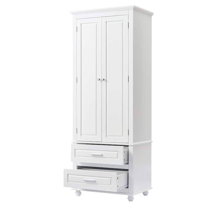 Tall Storage Cabinet with Two Drawers for Bathroom/Office