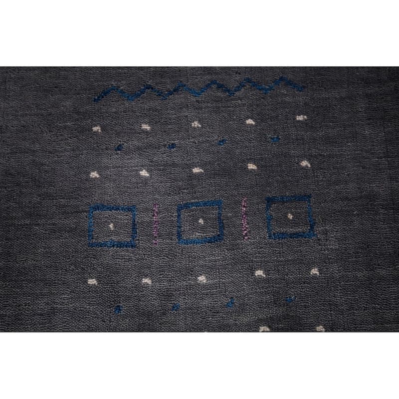 Tribal Gray Gabbeh Oriental Area Rug Handmade Wool Carpet - 8'2"x 10'2"