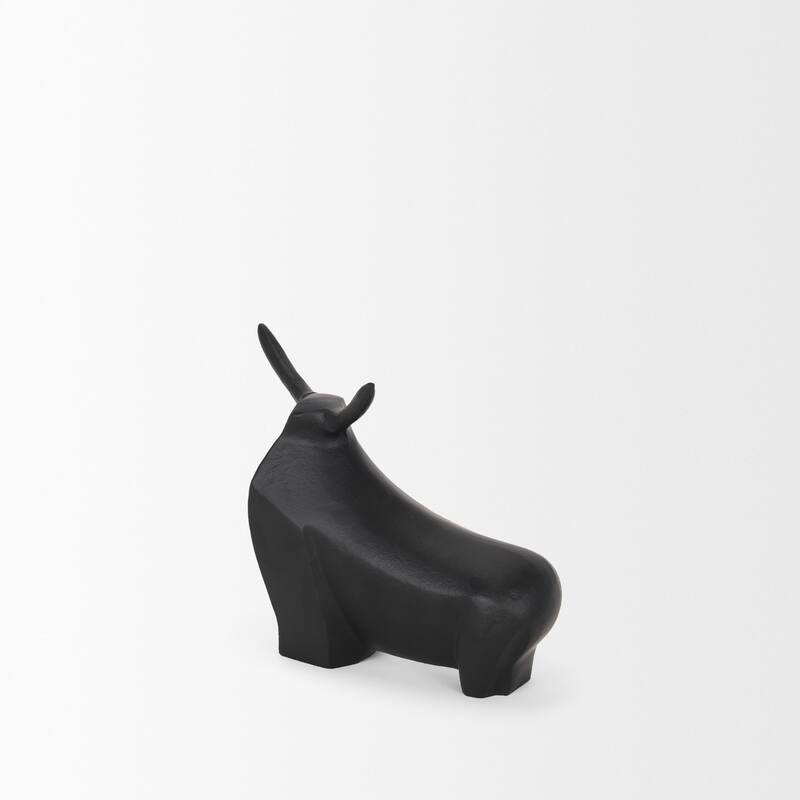 Radu Small Matte Black Metal Bull Decorative Object - 9.5L x 3.3W x 7.8H