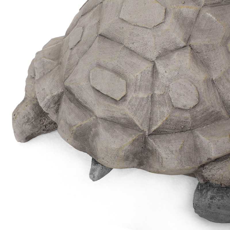 Roomfitters Outdoor Turtle Garden Statue, 15-Inch Cast Stone Decorative Sculpture in Lightweight Concrete, Dark Gray