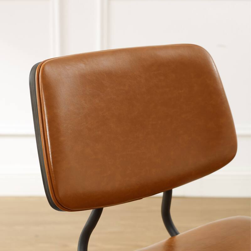 Art Leon Set of 2 Mid-century PU Leather Bentwood Dining Chairs