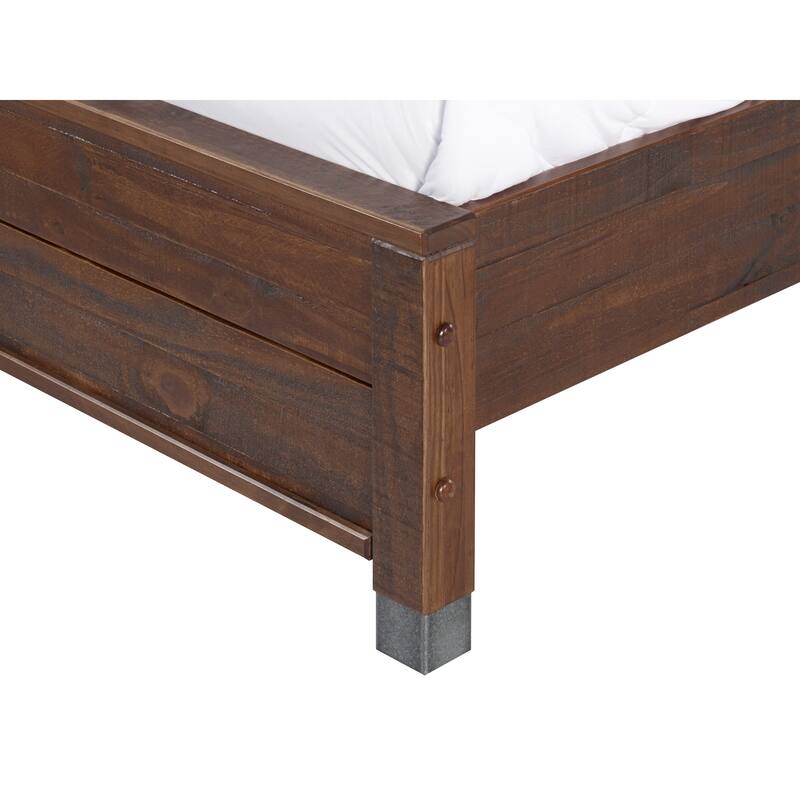 Boho Platform Bed - Rustic Wood Bed Frame, Queen Size, No Box Spring Needed, Easy Assembly, Solid Wood Mattress Support