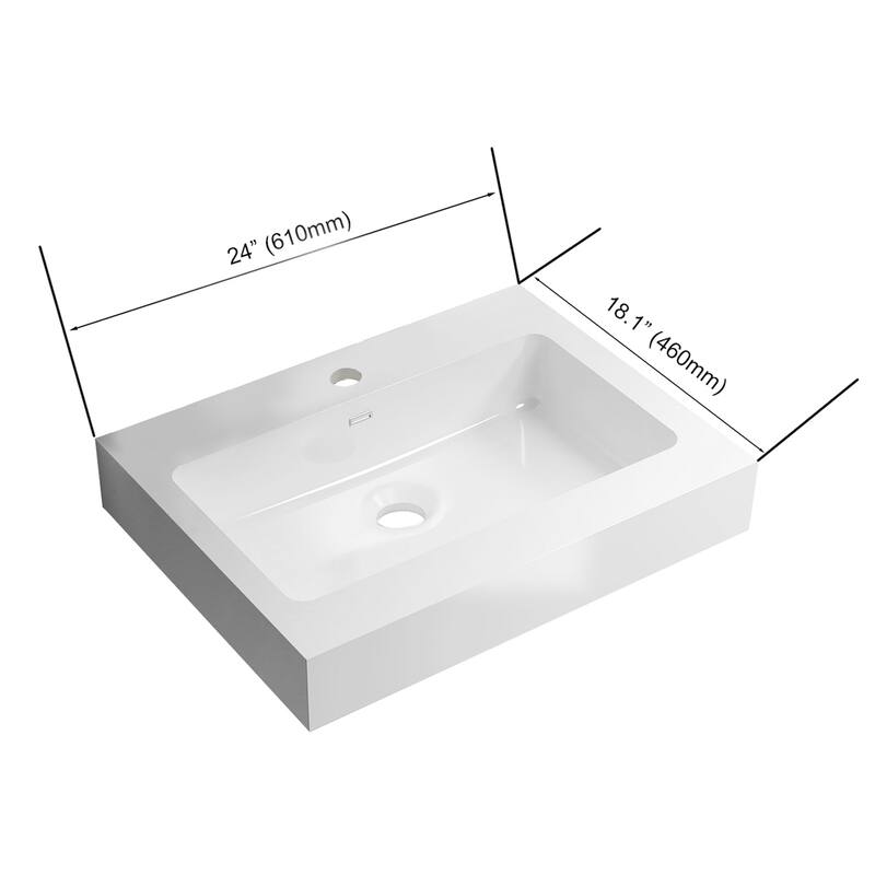 Topcraft White Solid Surface Bathroom Vanity Sink