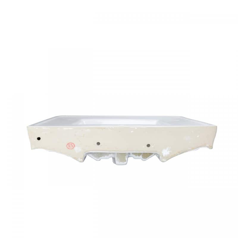 White Pedestal Sink 32" with 8" Chrome Faucet, P-Trap and Drain