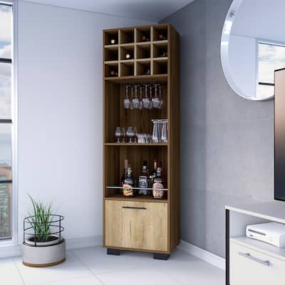 Jackson 12-Bottle 2-Shelf 1-Drawer Bar Cabinet Mahagony and Macadamia