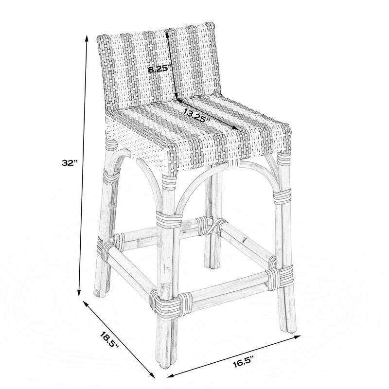 Serienna 24.5"H Seat Rattan Low Back Counter Stool