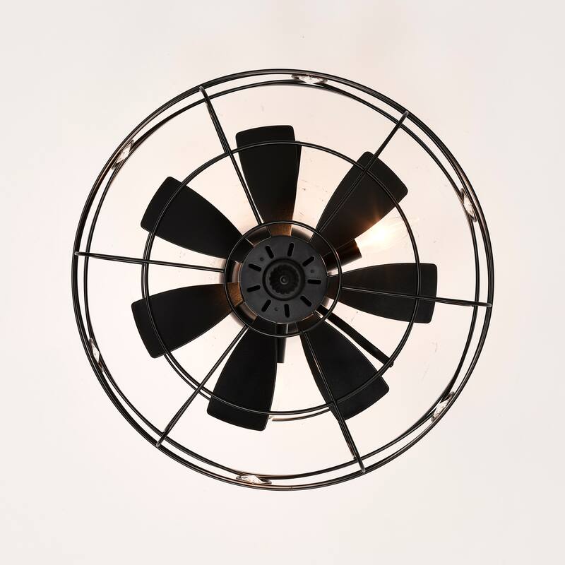Maeve Black Caged Lighted Ceiling Fan Fandelier 7-Blade Remote Control