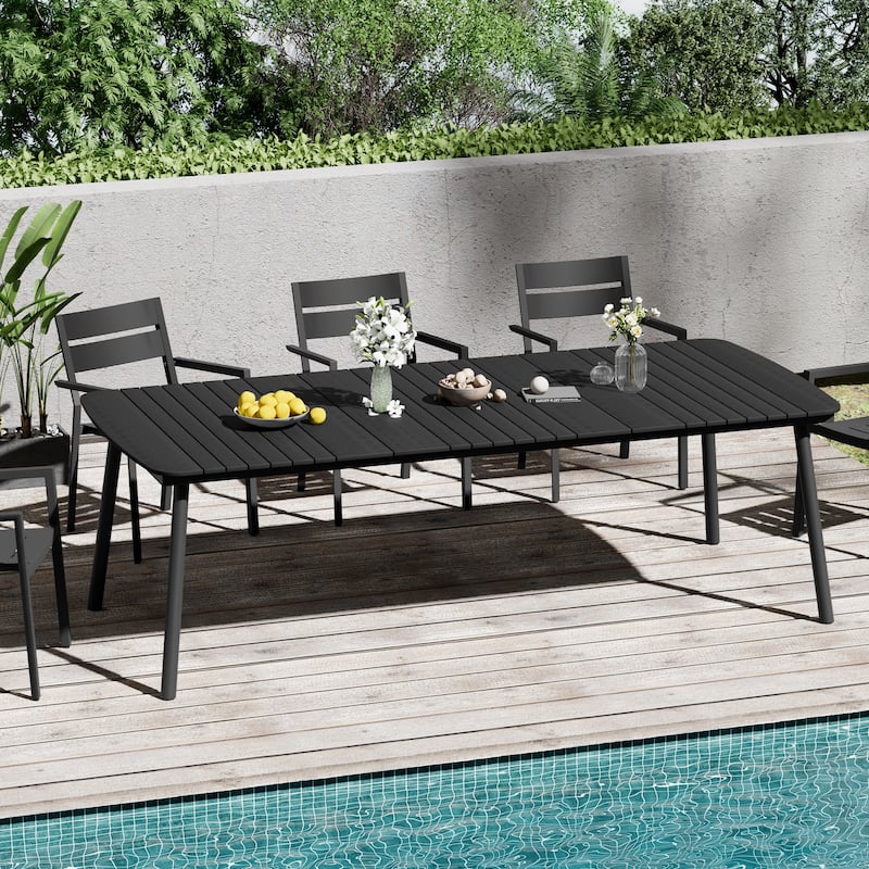 Outdoor Patio Dining Table Rectangular Aluminum Outdoor Table for 6/8/10 Person