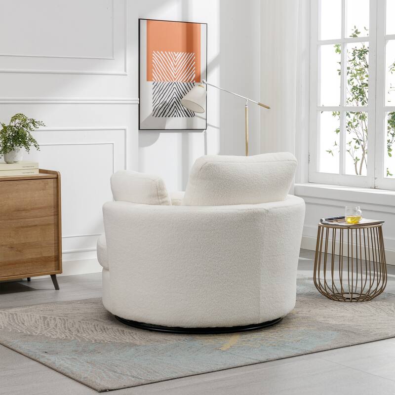 42.2"W Swivel Accent Barrel Chair with Half Crescent Moon Storage Bench
