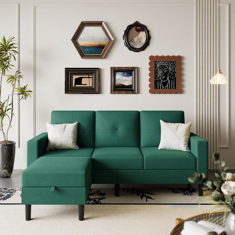 Futzca Convertible Sectional Sofa Couch - Green