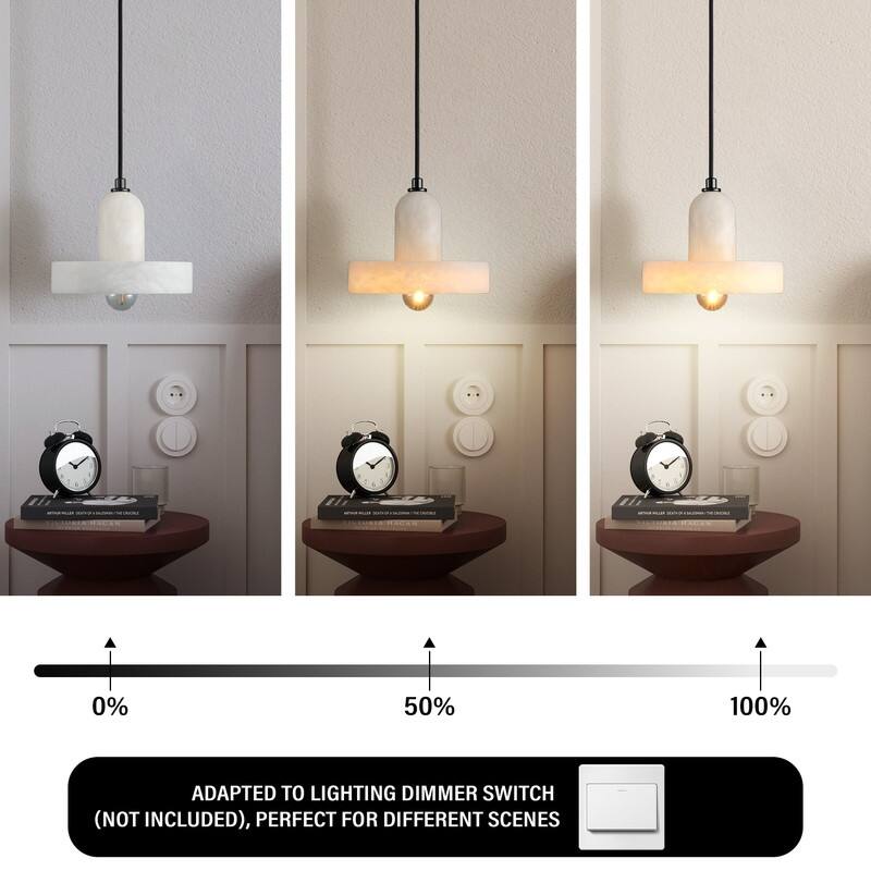 Alabaster Pendant Light for 7.9" Spanish Marble Shade Hanging Light Fixture