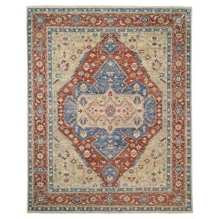 Shahbanu Rugs Beige with Mix of Red Hand Knotted Pliable Wool Supple ...