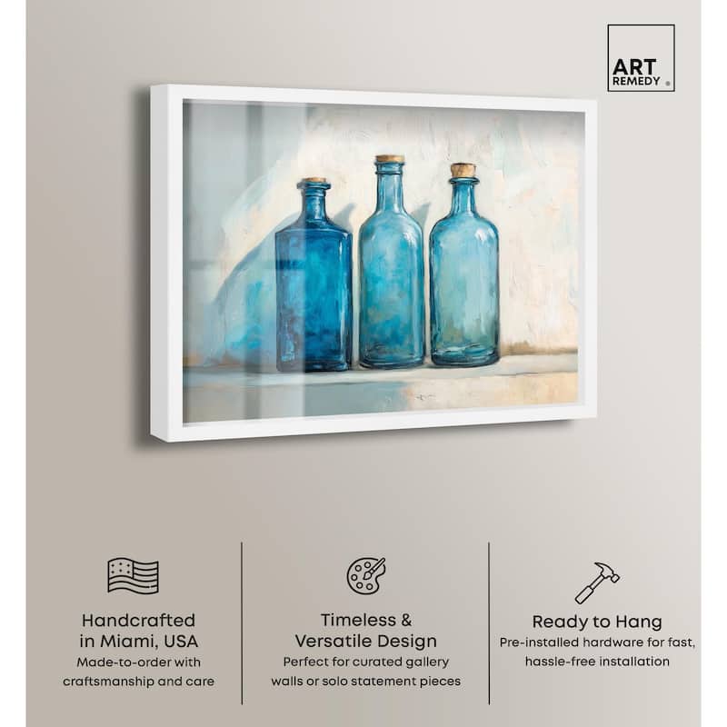 Three Blue Bottles Shadowbox by Art Remedy