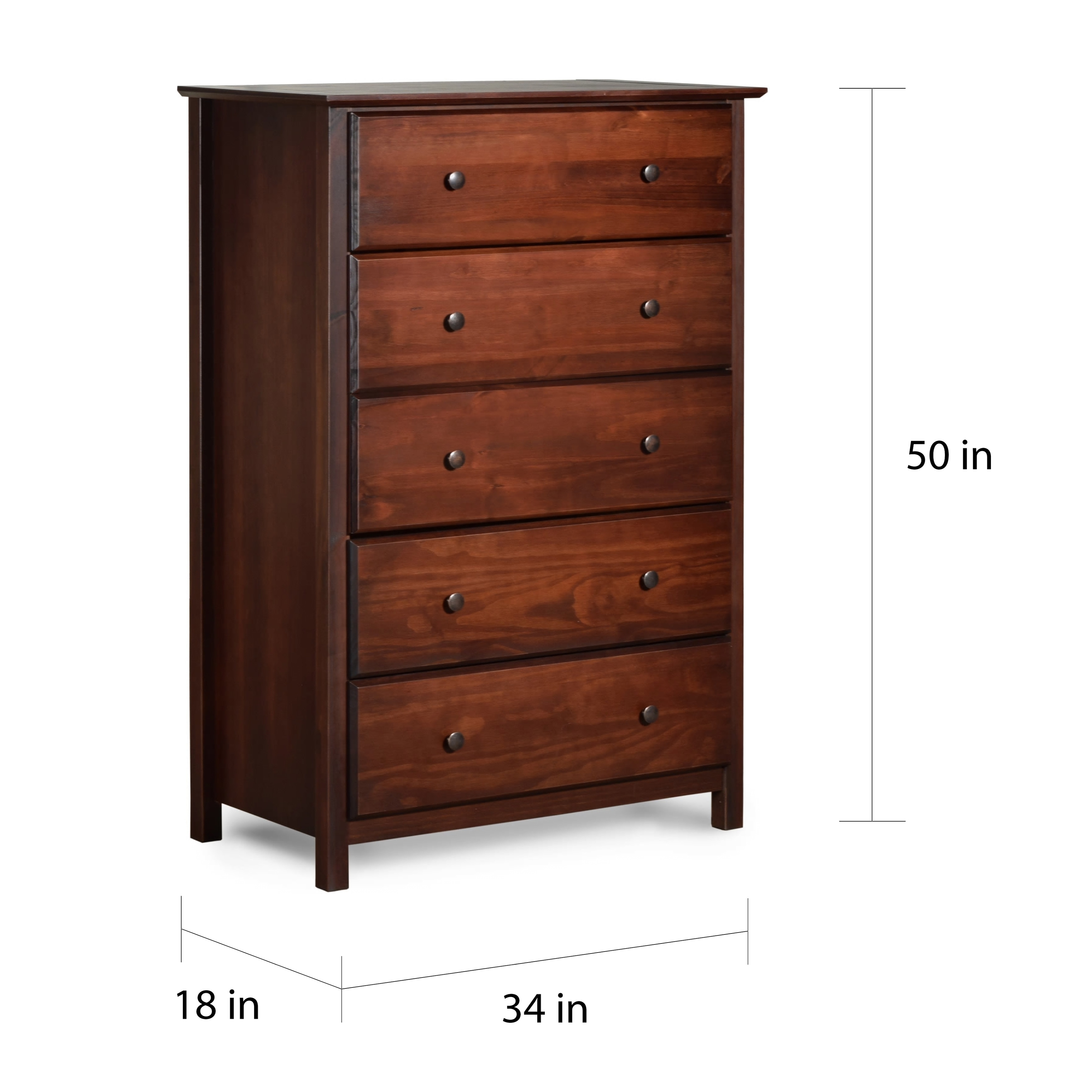 Shop Grain Wood Furniture Shaker 5 Drawer Cherry Solid Wood Chest