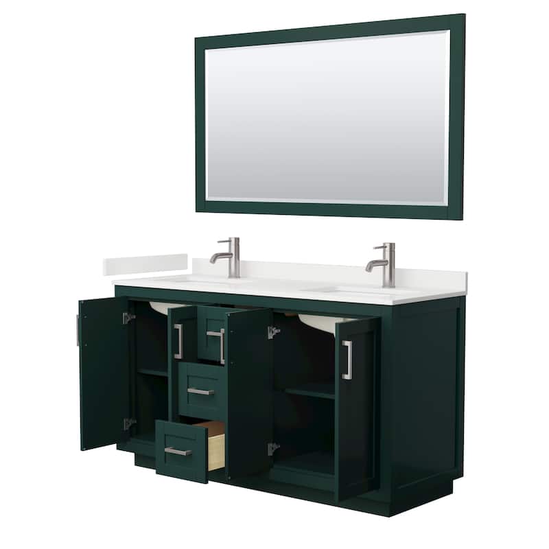 Miranda 60-inch Double Vanity, Quartz Top, 58-inch Mirror