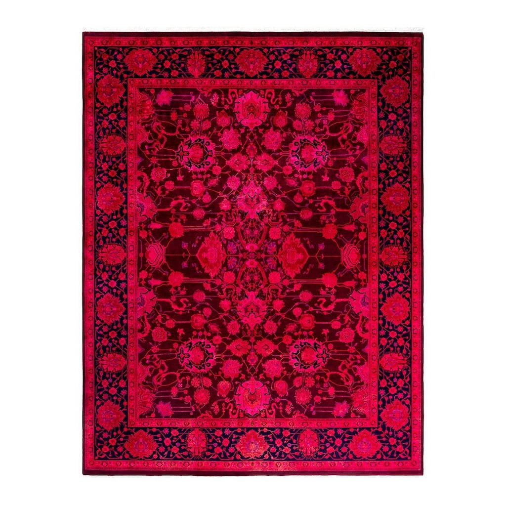 Overdyed, One-of-a-Kind Hand-Knotted Area Rug - Pink - 9' 3" x 11' 10"