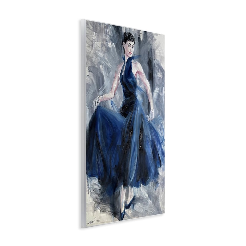Stupell Stylish Woman in Blue Dress Wall Plaque Art Design By Lucille Lee