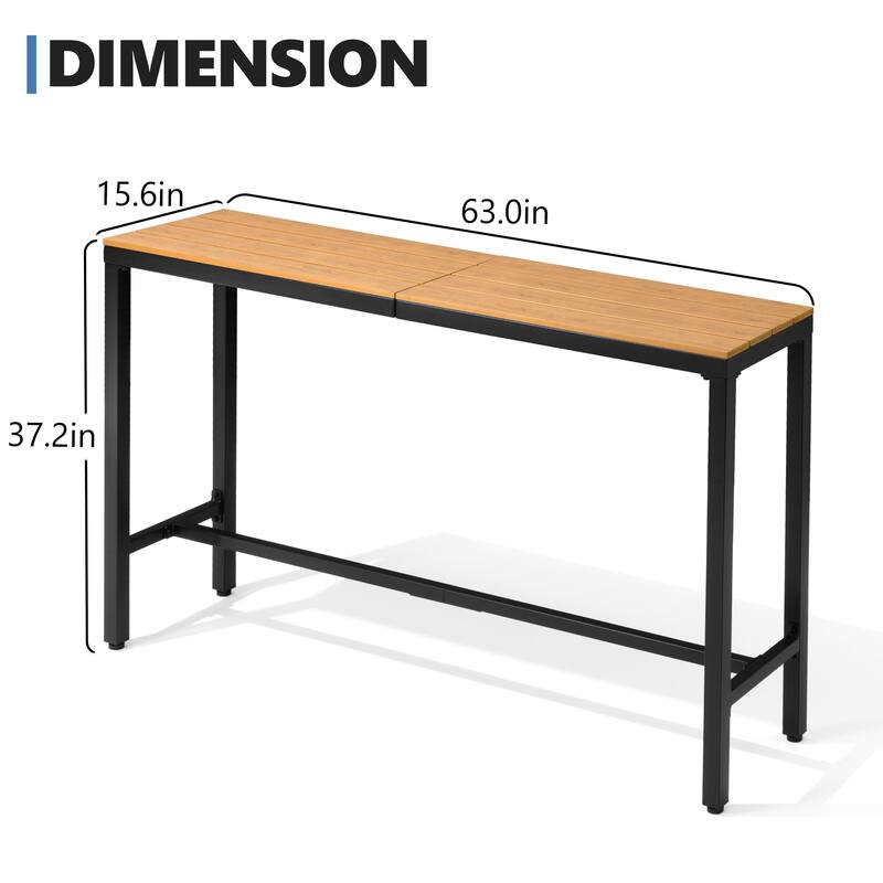 VredHom Outdoor Indoor Patio Rectangular Bar Table Pub Table
