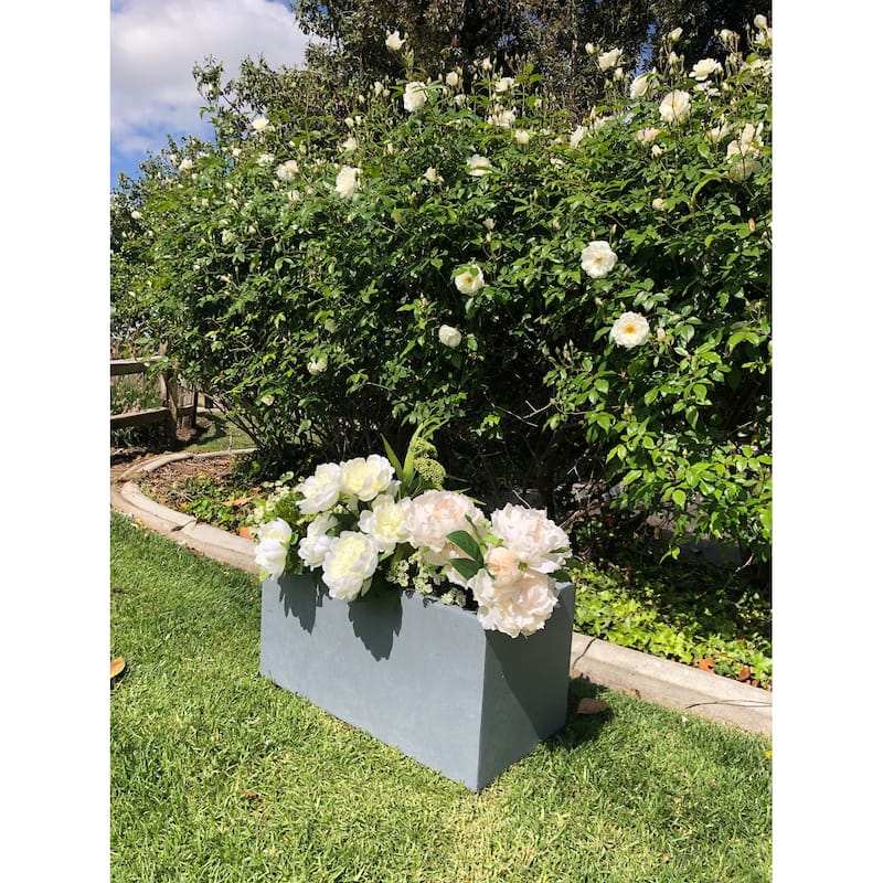 Durx-litecrete Lightweight Concrete Modern Long Cement Color Low Planter-Small - 23.2'x11.8'x12'