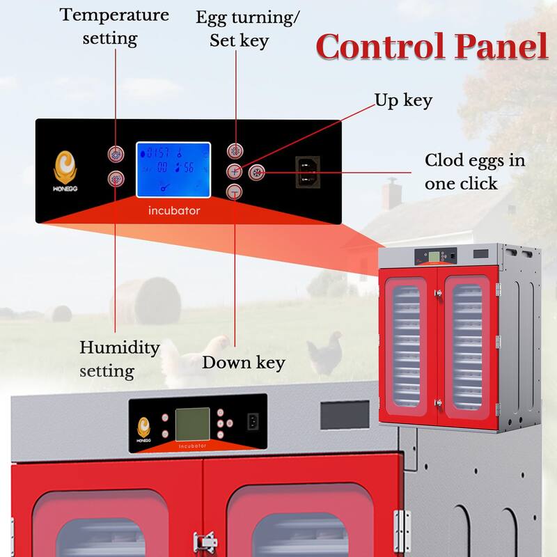 Roomfitters Egg Commercial Incubator, Automatic Digital Hatcher with Turner for Poultry Chicken Duck, Red