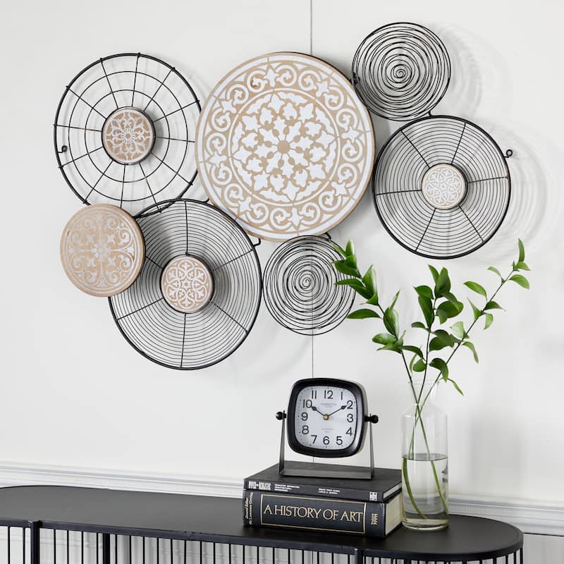 Metal Plate Handmade Home Wall Decor with Intricate Pattern - Black - Roche River Decor