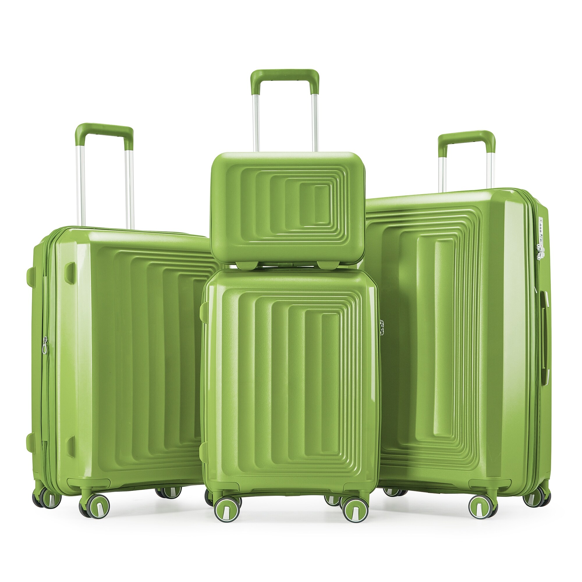 Olive Green Expandable Lightweight Suitcase, Hard Shell Luggage