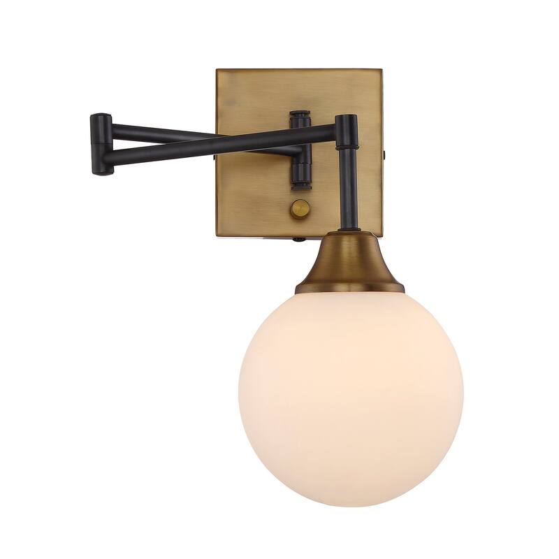 Trade Winds Retro 1-Light Swing-Arm Sconce in English Bronze with Warm Brass