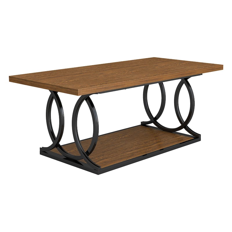 41.7-inch 2-Tier Rectangle Wood Coffee Table for Living Room - 41.7"L x 21.7"W x 17.7"H