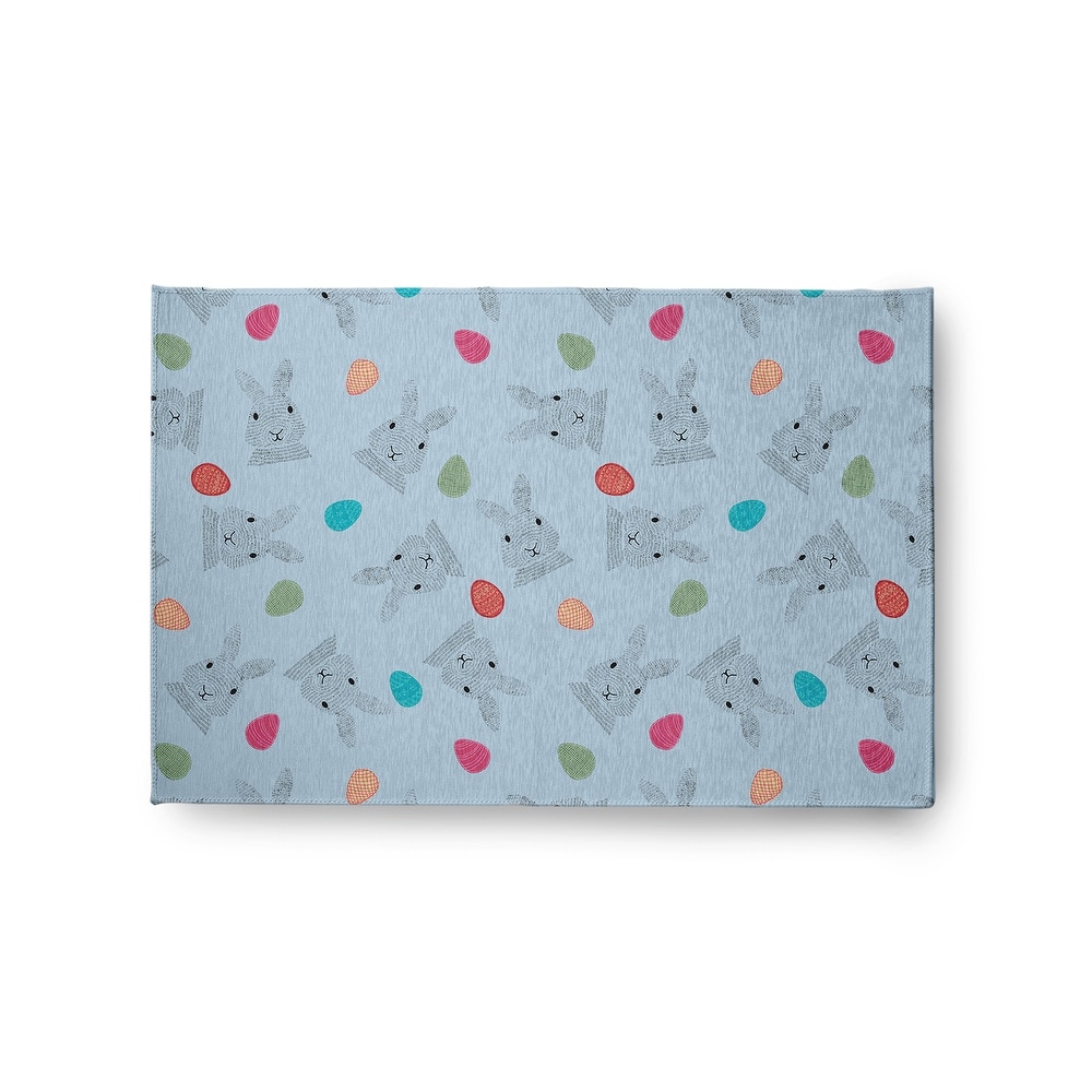 Bunnies and Eggs Easter Chenille Indoor/Outdoor Rug