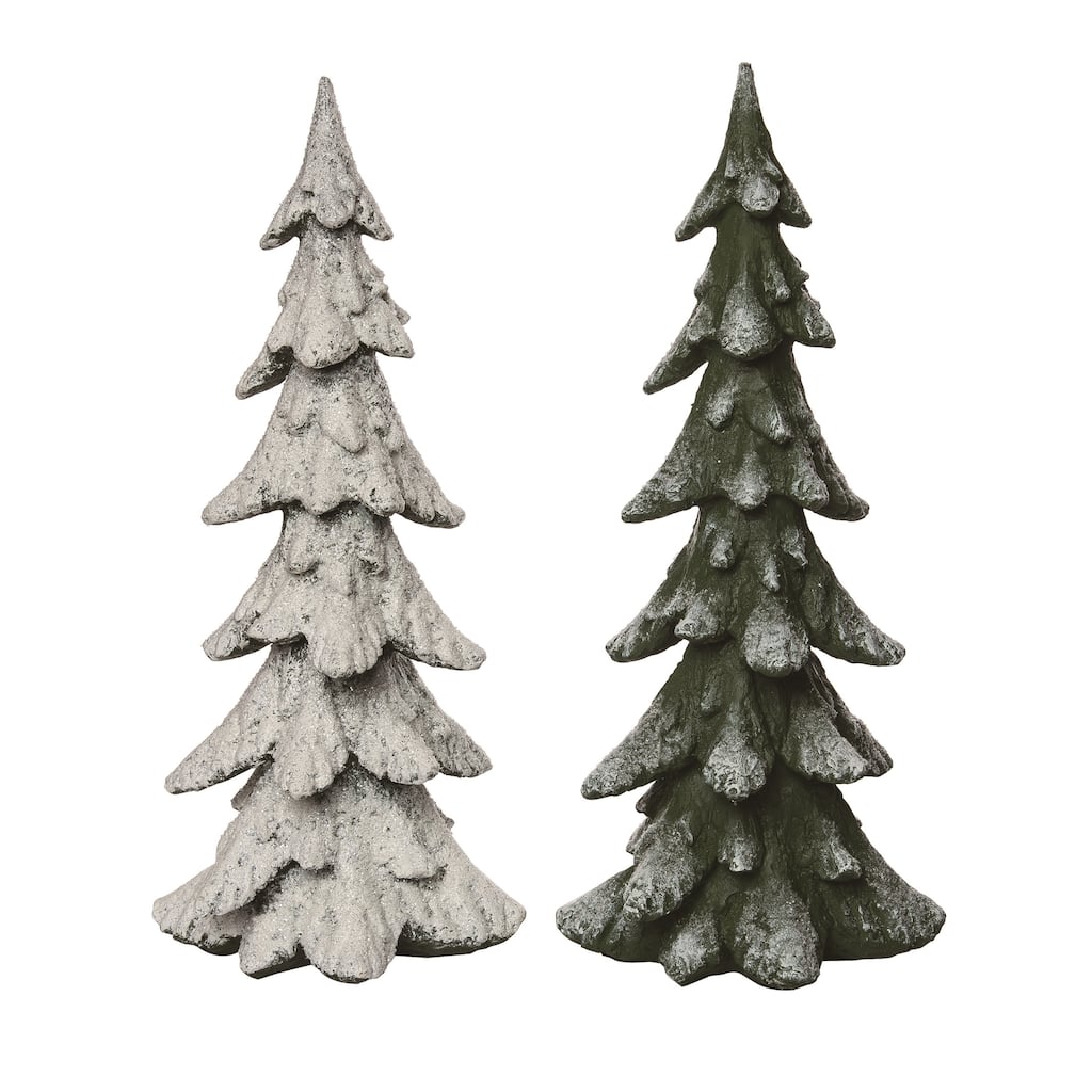 Transpac Resin Berry Evergreen Tree Set of 2 Christmas Home Decorations