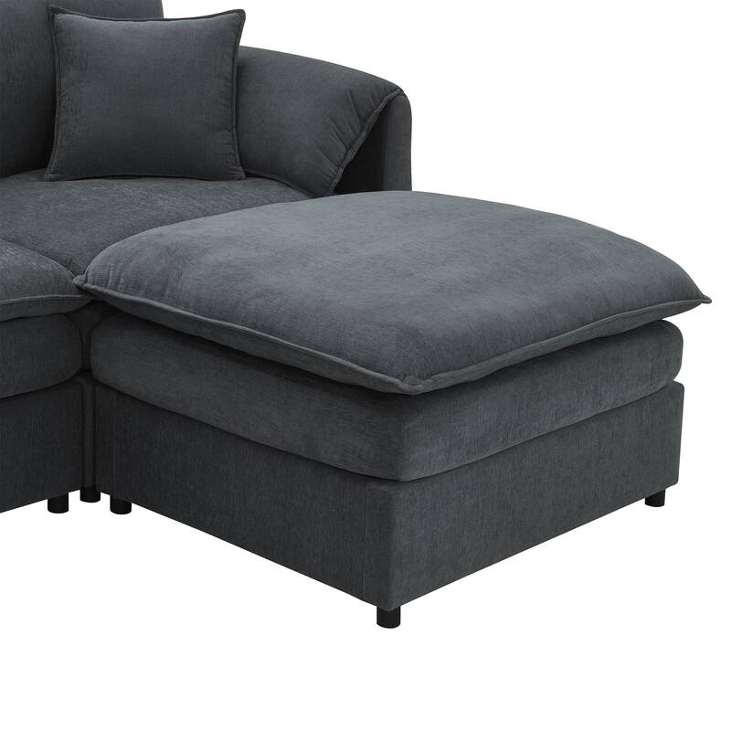 Oversized Modular Cloud Sofa Set with 2 Pillows, 134*66" Chenille Sectional Sofa for Livingroom 6 Seat Sleeper Sofa Bed