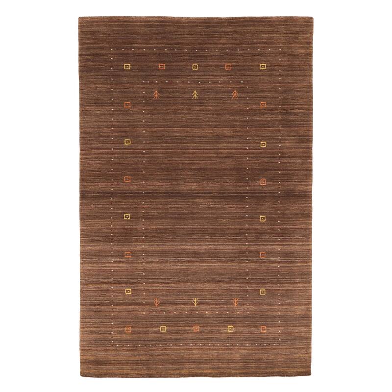 ECARPETGALLERY Hand Loomed Kashkuli Gabbeh Brown Wool Rug - 5'0 x 7'10
