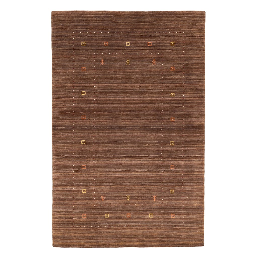 ECARPETGALLERY Hand Loomed Kashkuli Gabbeh Brown Wool Rug - 5'0 x 7'10