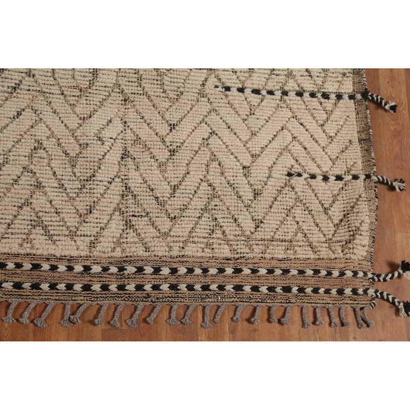 Earth Tone Moroccan Area Rug Handmade Geometric Wool Carpet - 8'9"x 12'10"