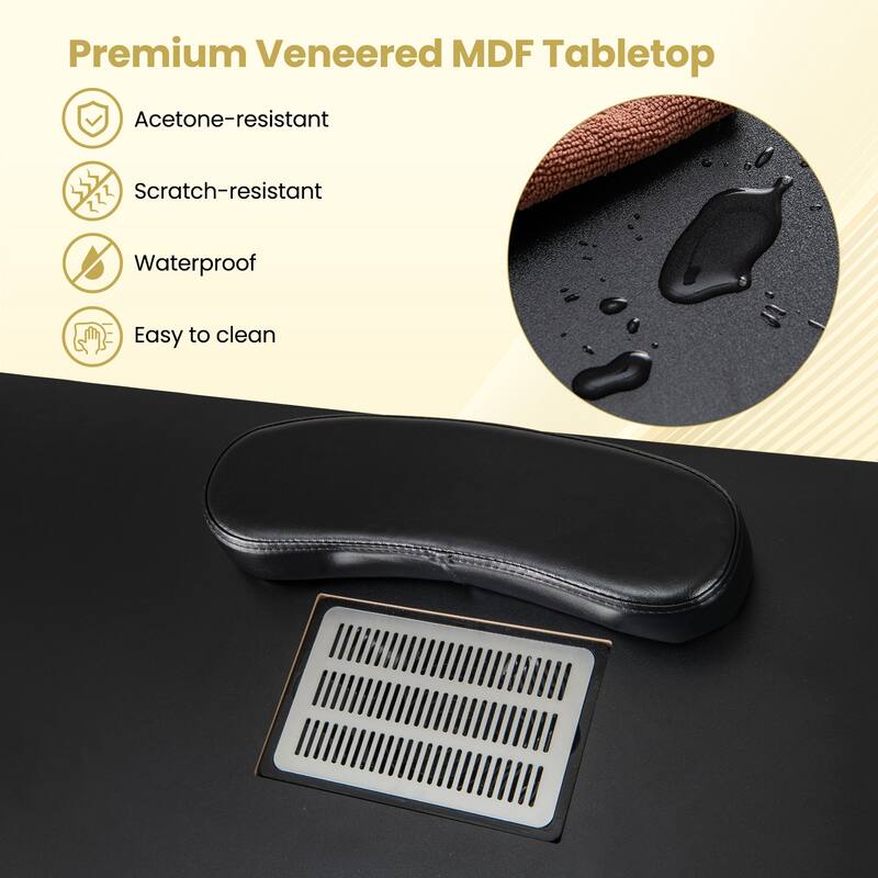 Gymax Manicure Table Nail Desk w/ Electric Dust Collector 3 Dust Bags